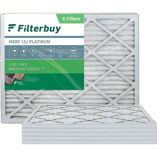 6-Pack, Platinum FilterBuy 15x25x4 Air Filter MERV 13 Pleated HVAC AC Furnace Filters 6-Pack, Platinum FilterBuy 15x25x4 Air Filter MERV 13 Pleated HVAC AC Furnace Filters